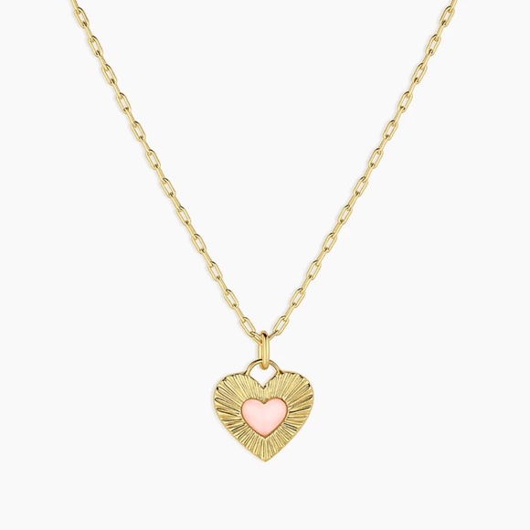 Gorjana Jewelry - GORJANA 18K Gold Plated Rose Quartz Heart Pendant Gold Chain Necklace